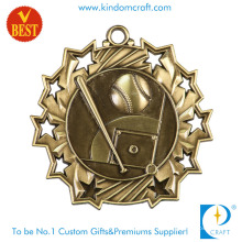 Prix ​​usine Chine Personnalisé 3D Antique Gold Placage Médaille De Baseball En Estampage De Cuivre